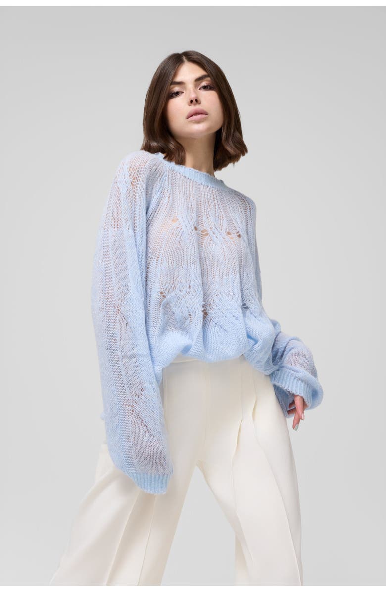 Le Fafo Cable-Knit Cashmere Sweater, Main, color, Light Blue