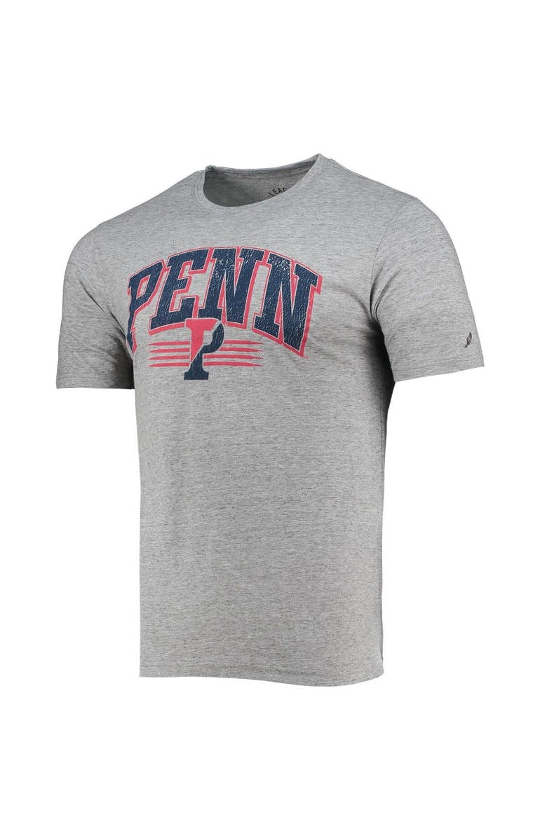 LEAGUE COLLEGIATE WEAR Men's League Collegiate Wear Heathered Gray Pennsylvania Quakers Upperclassman Reclaim Recycled Jersey T-Shirt, Alternate, color, 