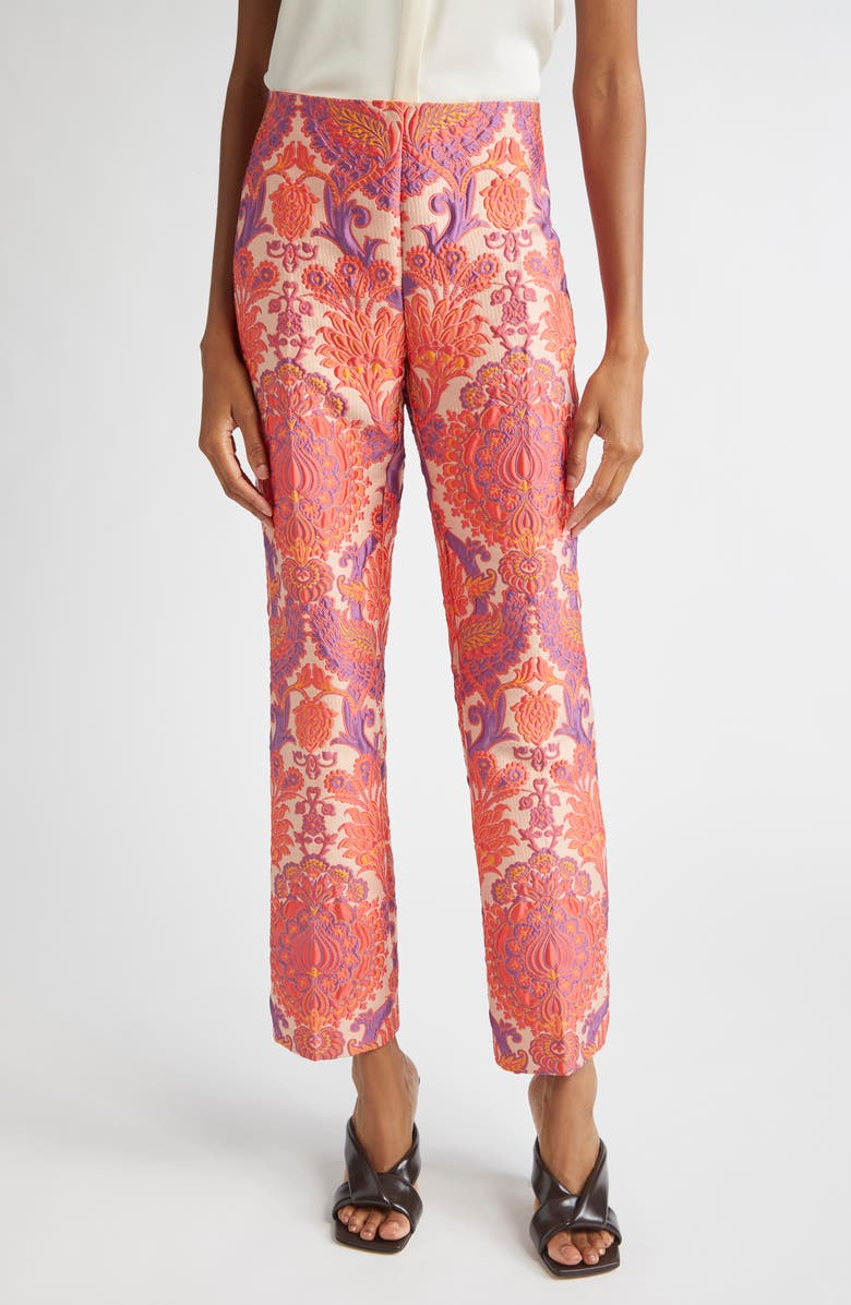 Etro Paisley Metallic Brocade Crop Straight Leg Pants, Main, color, Var. Multicolor F.do Bianco