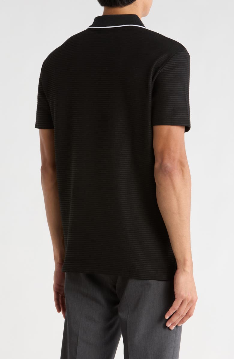 Calvin Klein Thin Stripe Knit Polo, Alternate, color, Black