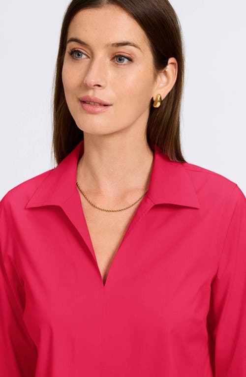 Foxcroft Agnes Split Cuff Popover Blouse In Raspberry