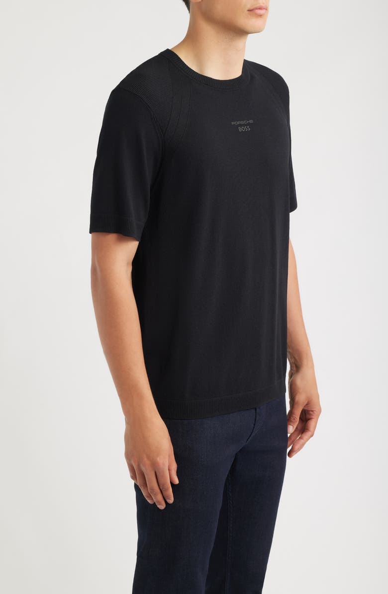 BOSS Porsche Spirit 70 Logo Short Sleeve Sweater, Alternate, color, Black
