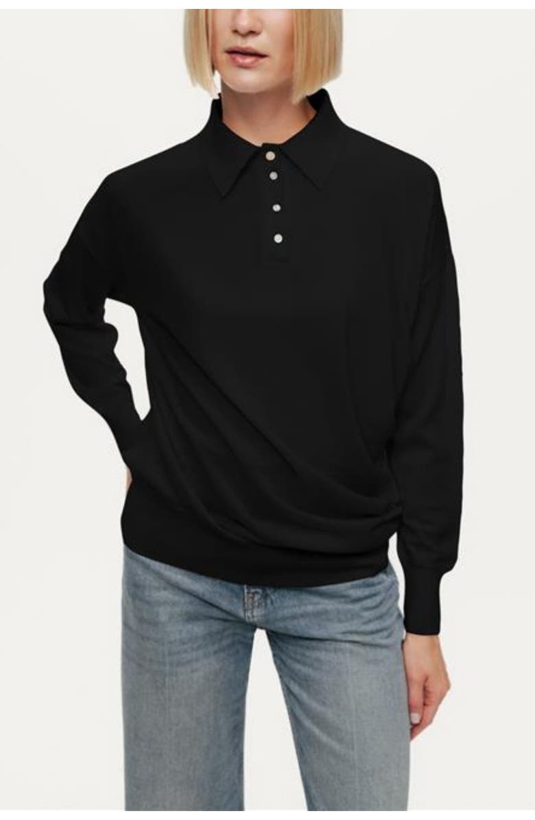 Nocturne Relaxed Polo Knit Sweater, Alternate, color, Black