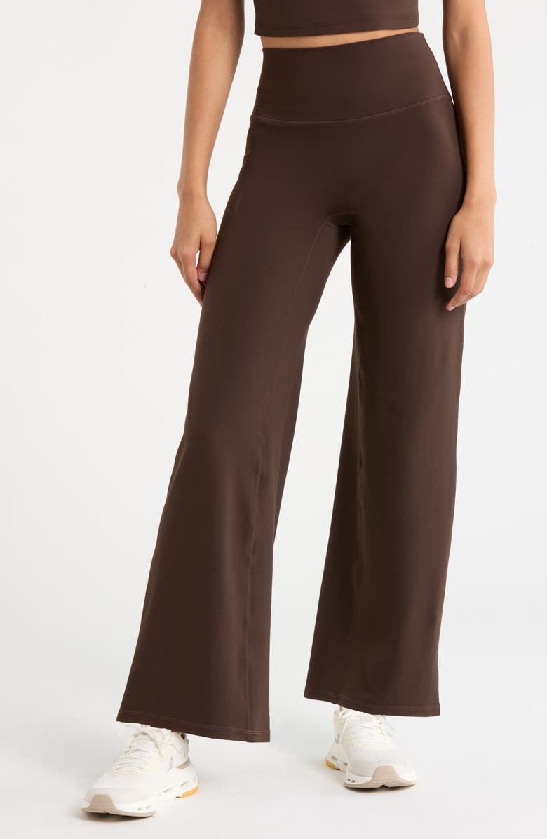 Zella Zen High Waist Straight Leg Pants, Main, color, Brown Mole