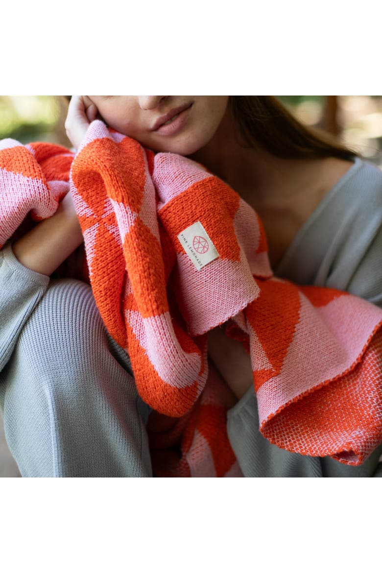 Trikona Organic Cotton Throw Blanket, Alternate, color, Neon orange