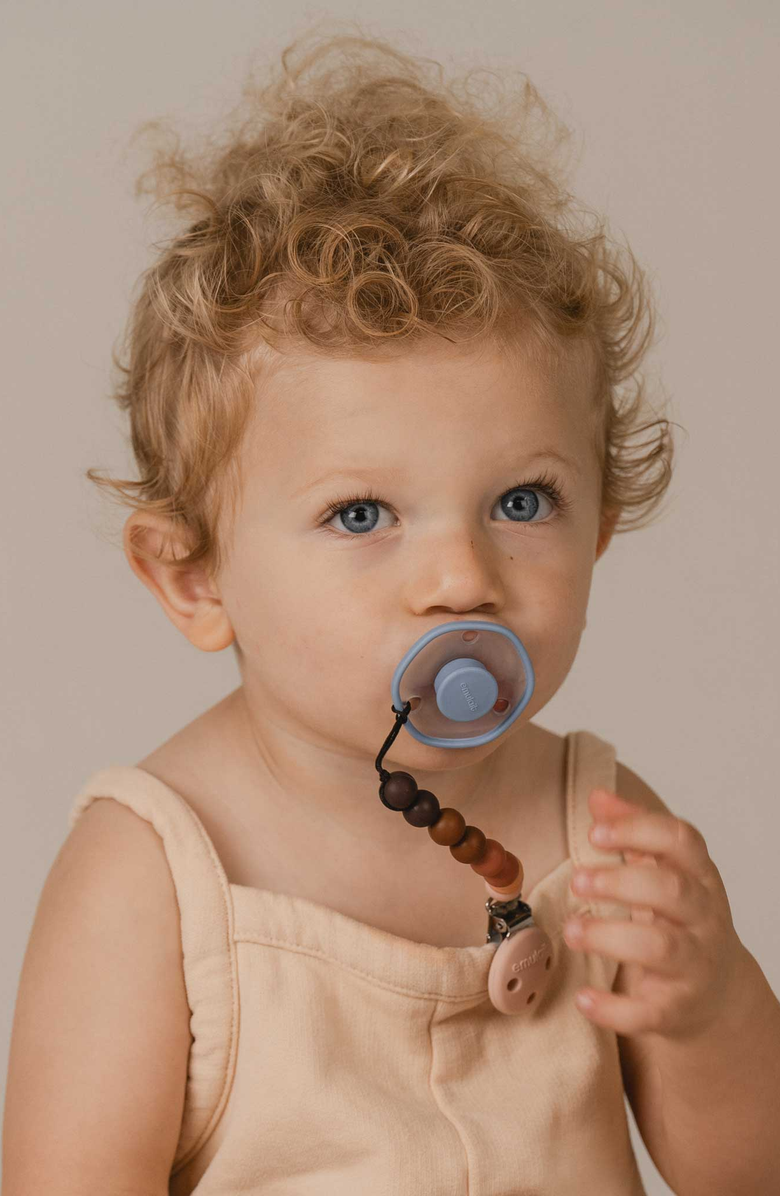 Emulait Secure Beaded Pacifier Clip, Alternate, color, Gradient Brown And Peach