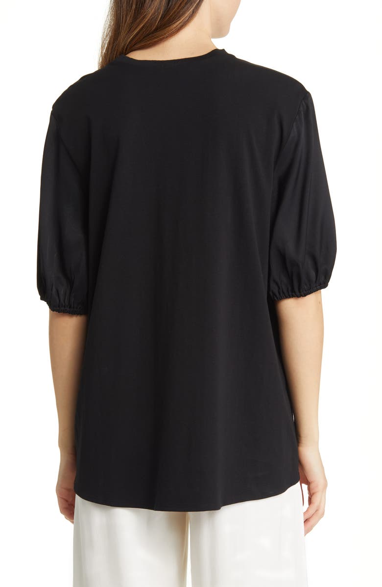 Nordstrom Puff Sleeve Mixed Media Top, Alternate, color, 
