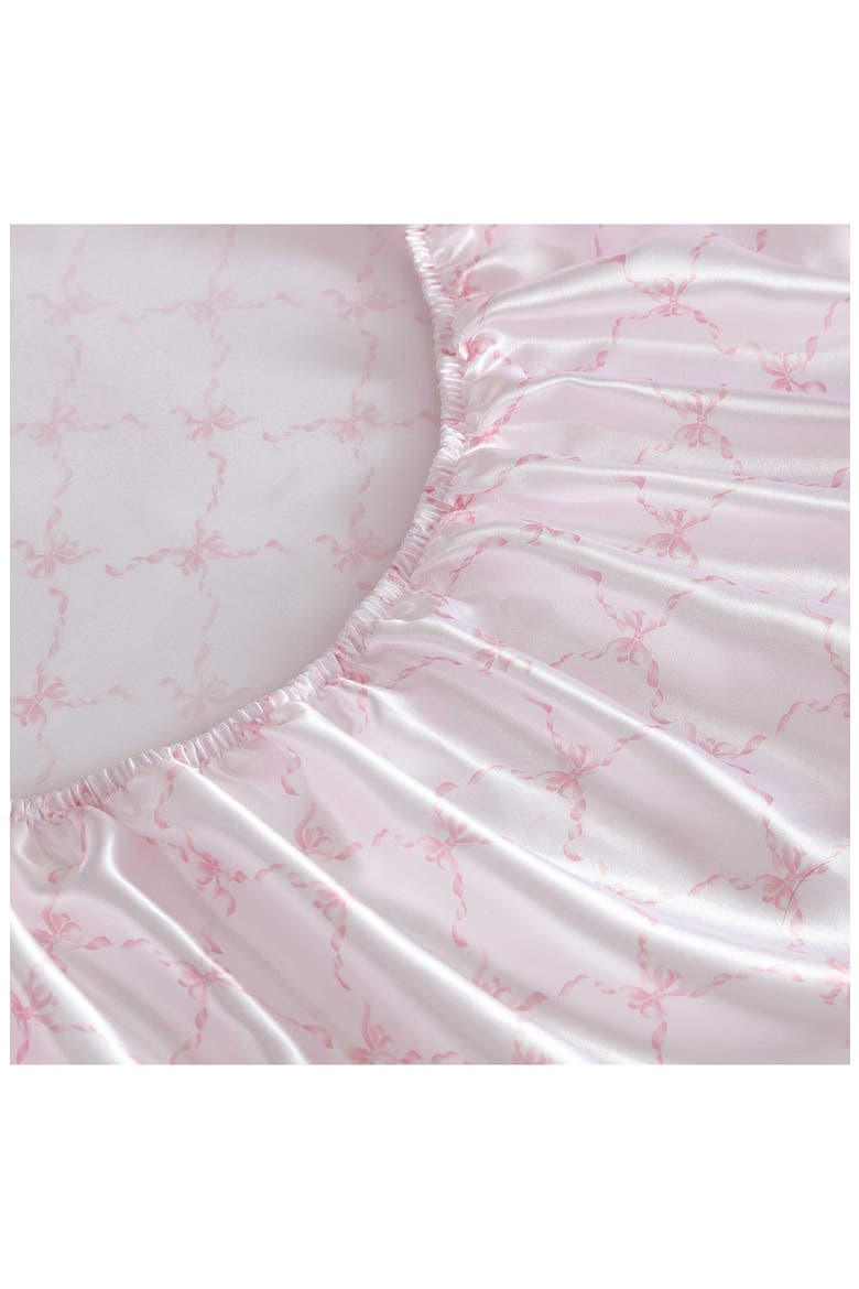 Bow Ribbon 200 Thread Count Satin Sheet Set, Alternate, color, LIGHT PINK