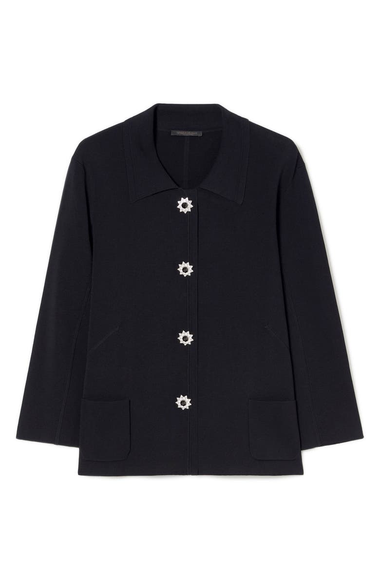 Marina Rinaldi Comune Embellished Button Cardigan, Alternate, color, Black