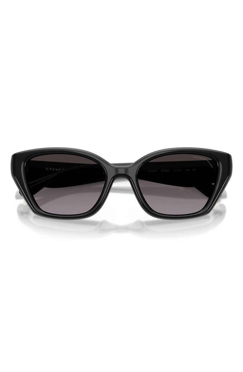 COACH 53mm Gradient Polarized Irregular Sunglasses, Alternate, color, Black / Grey Gradient Polar