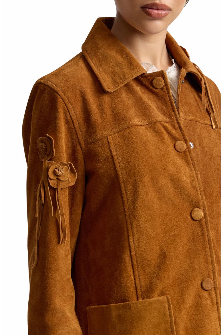 Floral Suede Shirt Jacket, Alternate, color, PUMPKIN