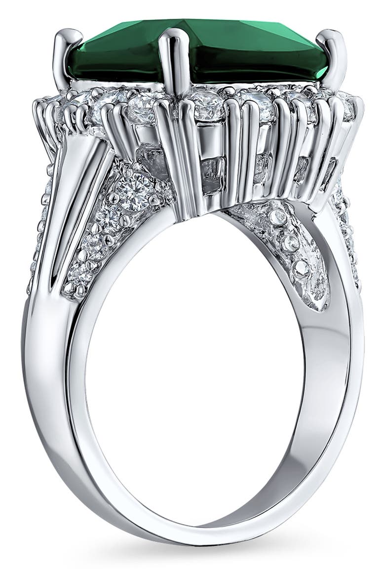 Solitaire CZ Imitation Emerald Ring, Alternate, color, SILVER