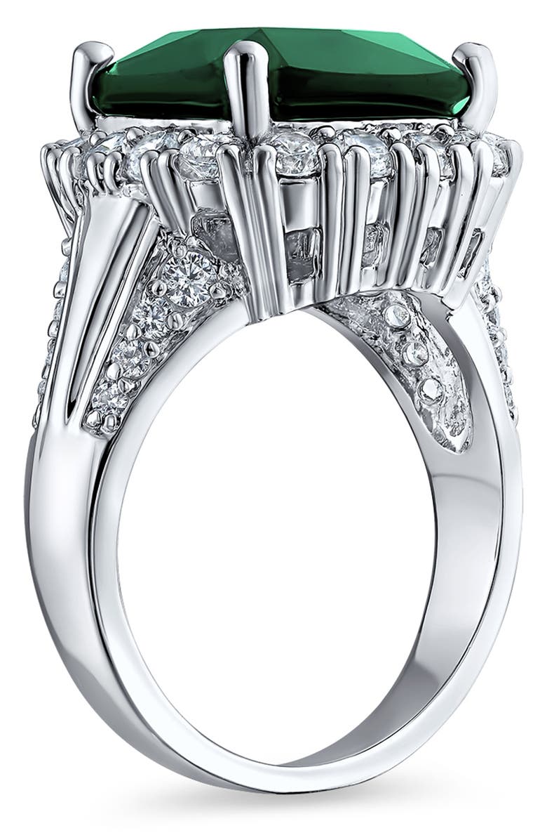 BLING JEWELRY Solitaire CZ Imitation Emerald Ring, Alternate, color, Silver