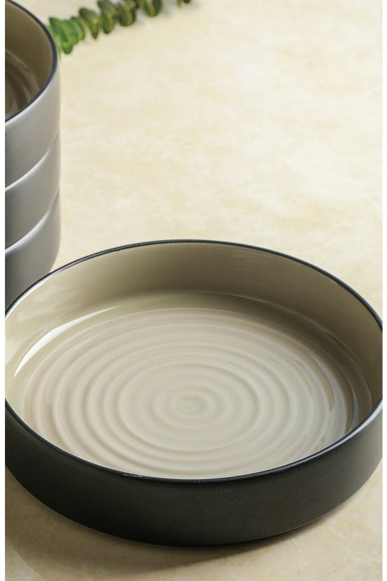 Elica Stoneware 12-Piece Dinnerware Set, Alternate, color, Beige and Black