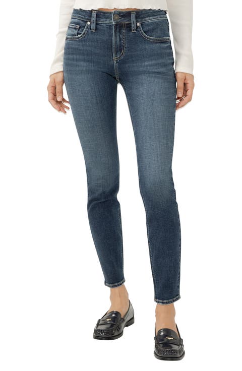 Elyse Curvy Mid Rise Slim Straight Leg Jeans (Half Moon)