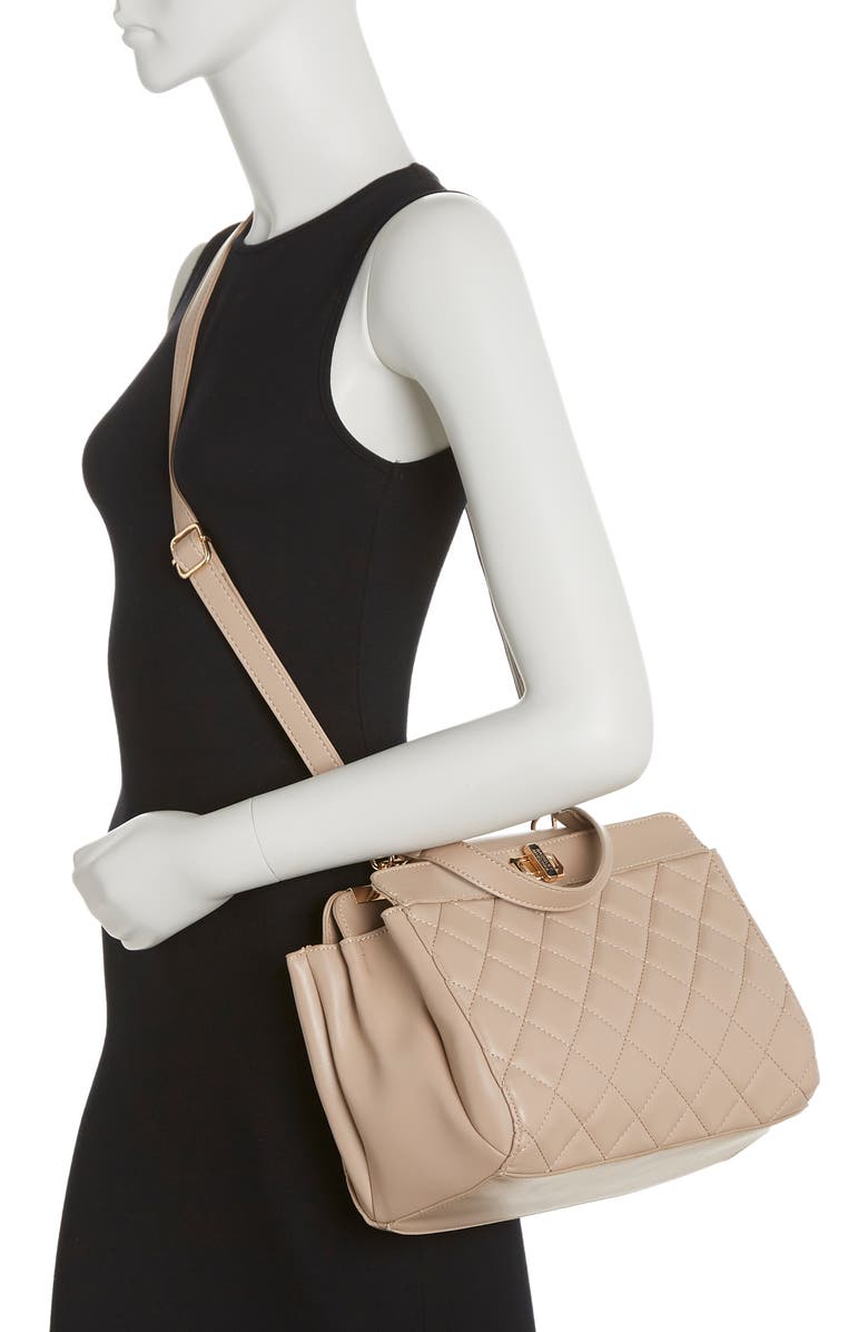 Badgley Mischka Collection Diamond Quilted Tote Bag, Alternate, color, Taupe