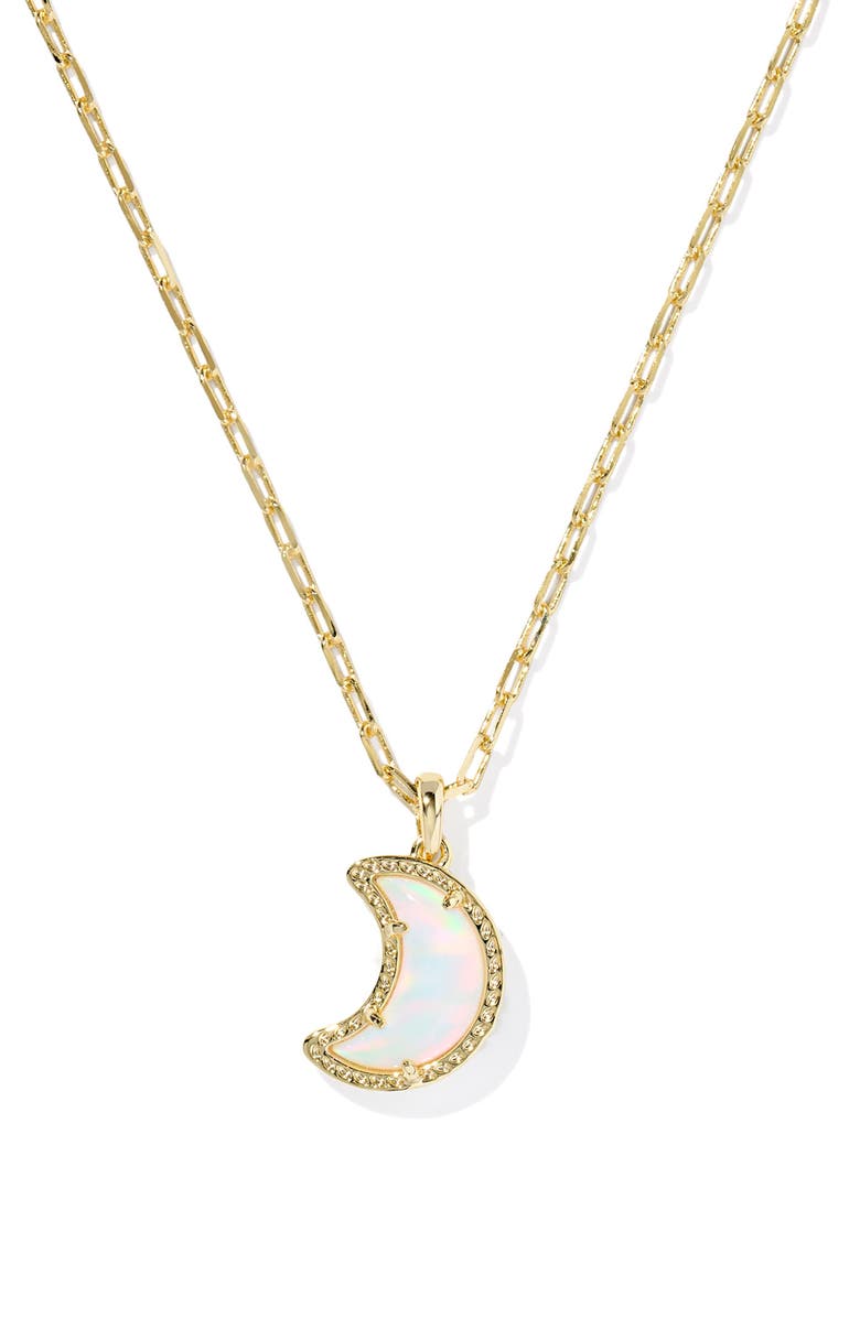 Kendra Scott Moon Pendant Necklace, Main, color, Gold White Opalescent Resin