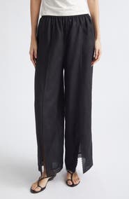 POSSE Alfie Lace Trim Wide Leg Linen Pants
