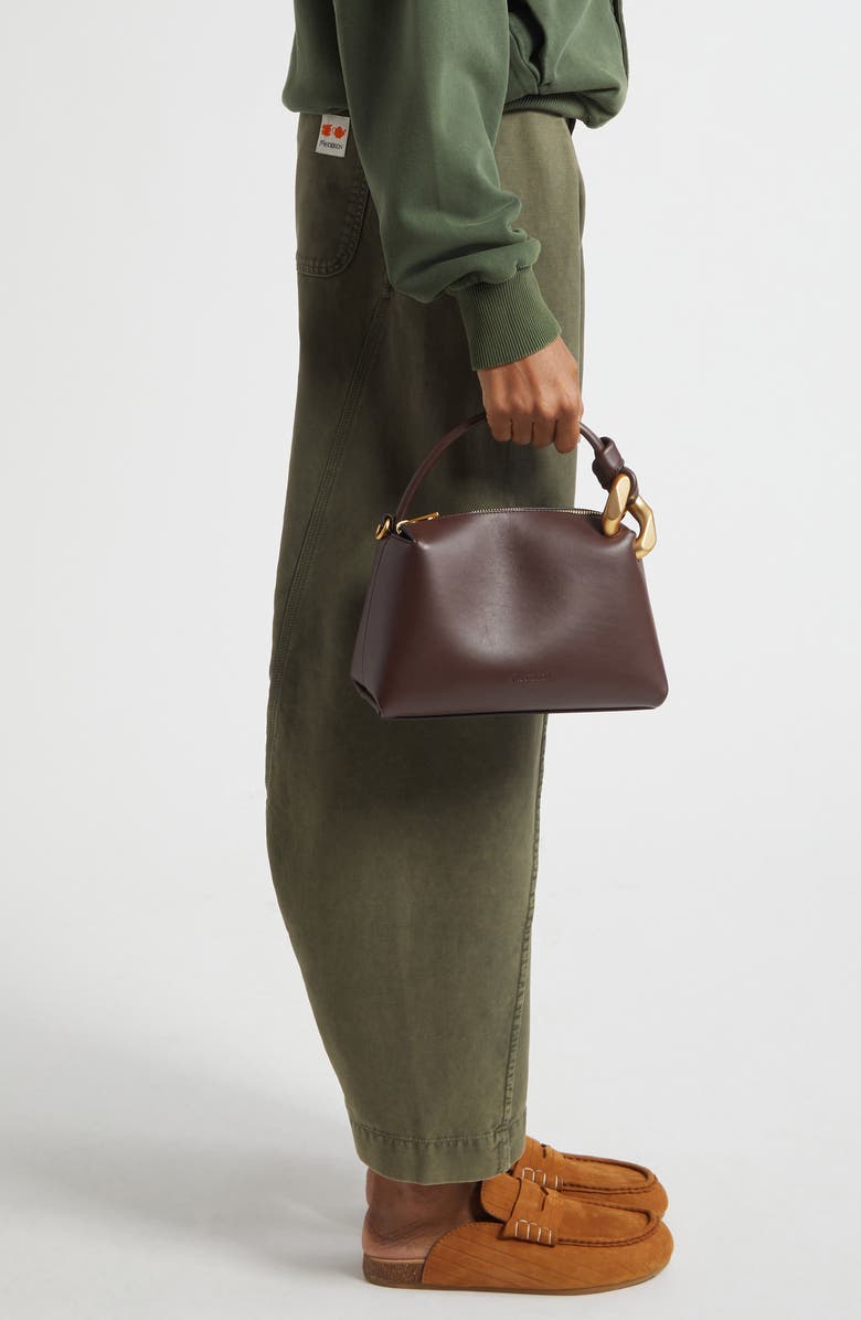 JW Anderson Small JWA Corner Leather Top Handle Bag, Alternate, color, Deep Walnut 631