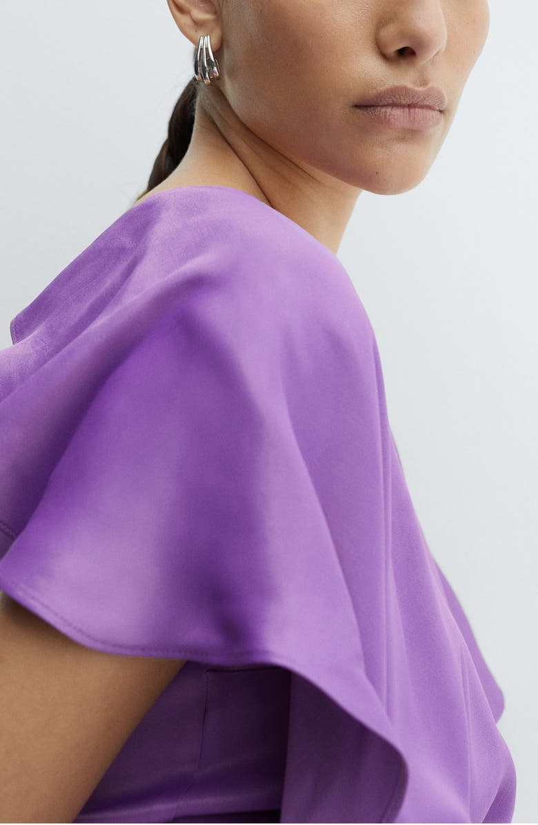 MANGO Ruffle Sleeve Satin Jumpsuit, Alternate, color, 