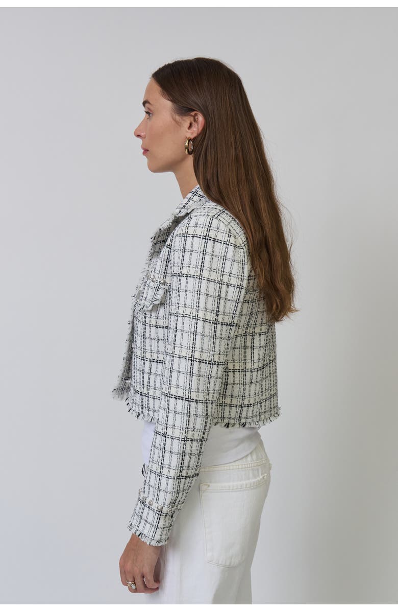 Central Park West Logan Studded Tweed Jacket, Alternate, color, Ivory