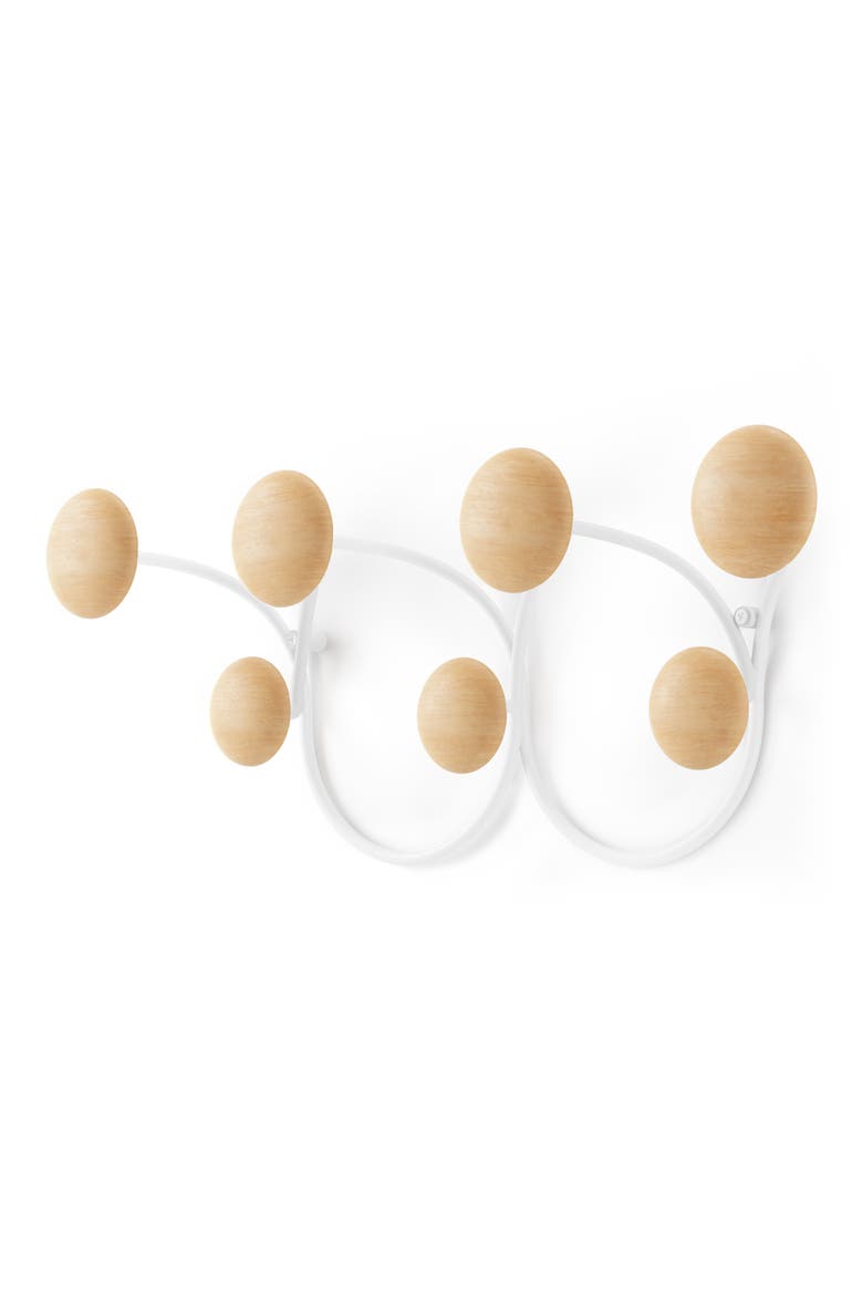 Dotsy 7-Hook Rack, Main, color, WHITE/ NATURAL