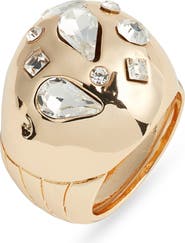 Open Edit Scattered Crystal Dome Ring