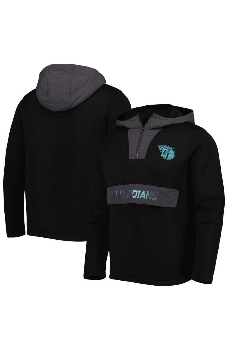 LEVELWEAR Men's Levelwear Black Cleveland Guardians Ruckus Quarter-Zip Hoodie, Main, color, Black