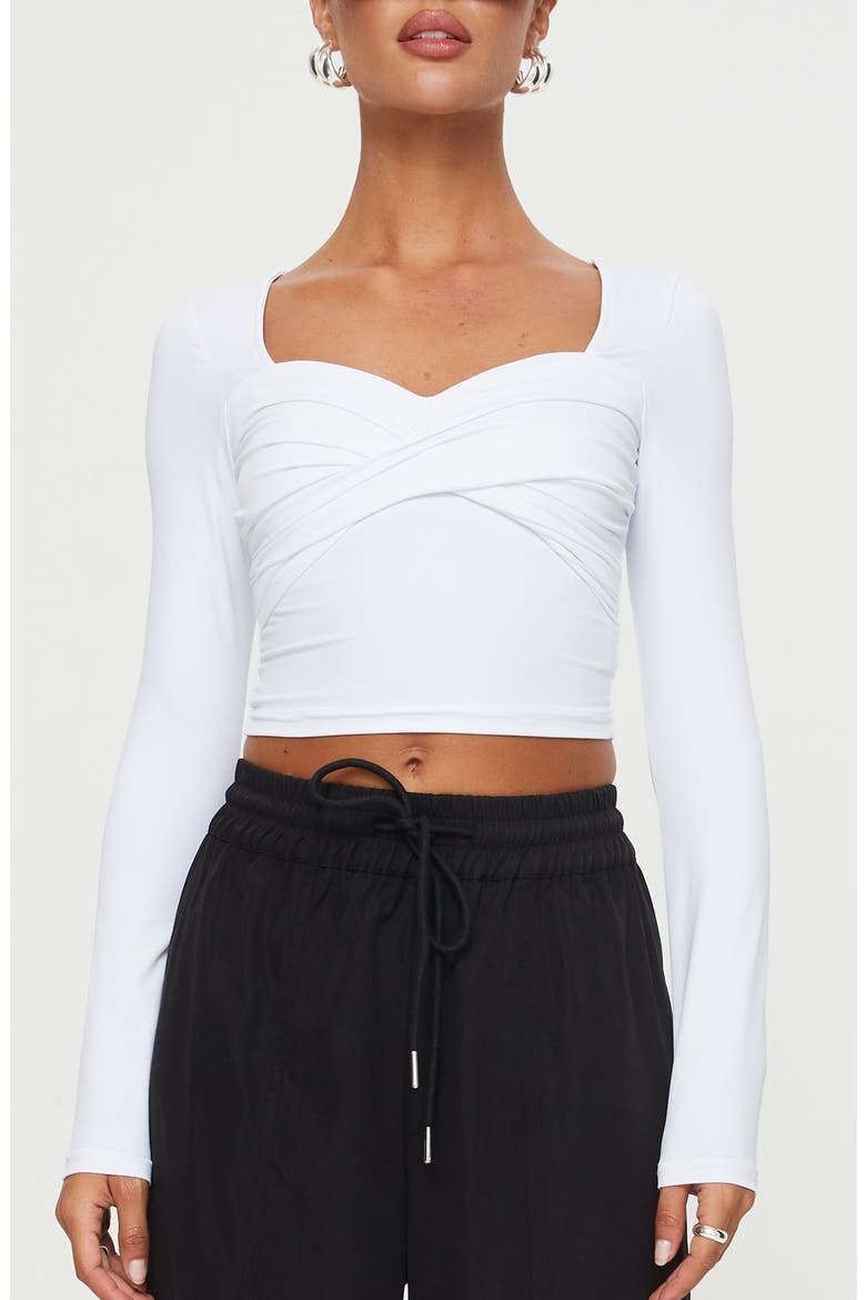 Dunford Crossover Long Sleeve Top, Main, color, WHITE