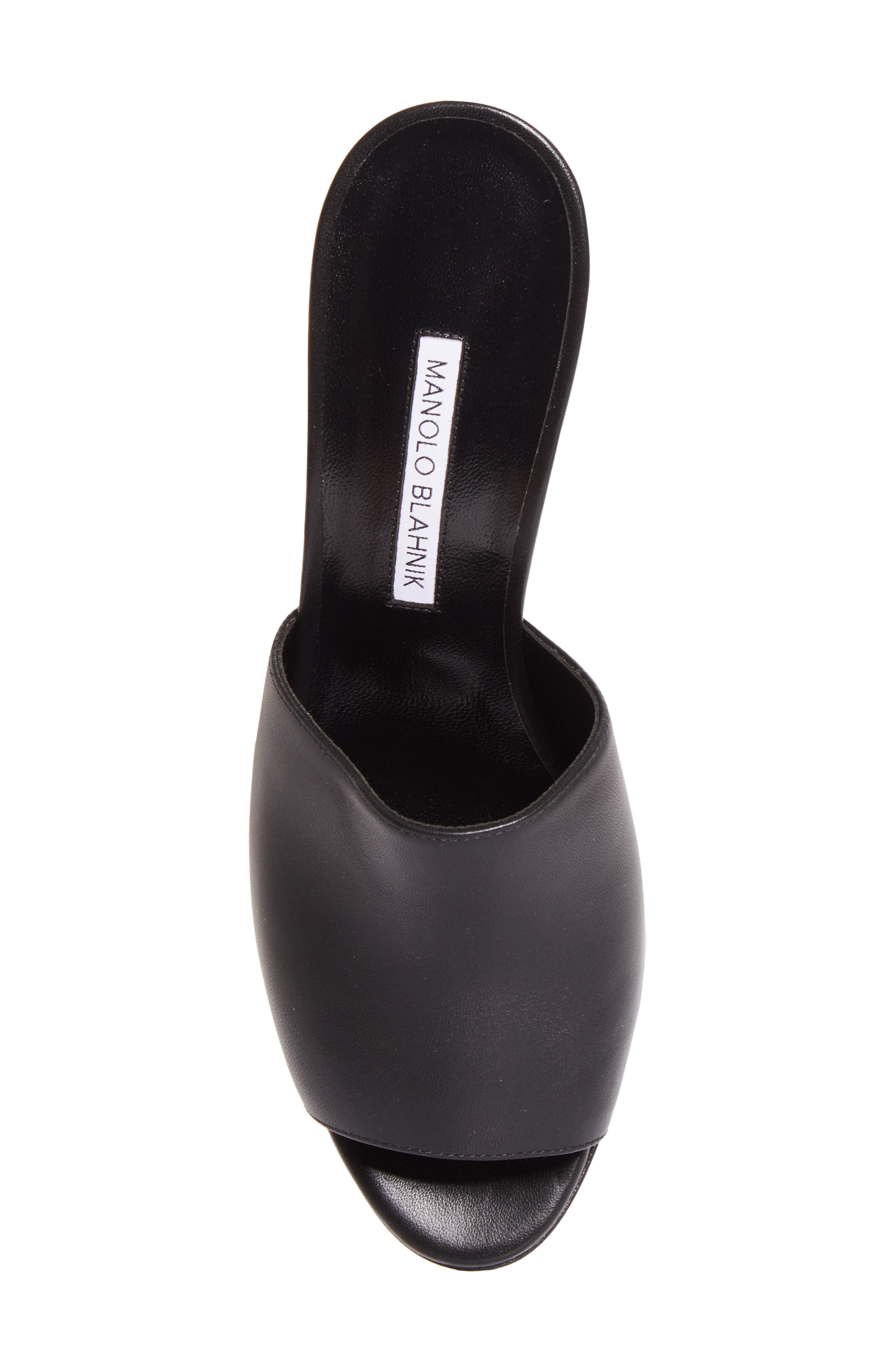 Manolo Blahnik Rapallarbar Block Heel Slide Sandal, Alternate, color, Black