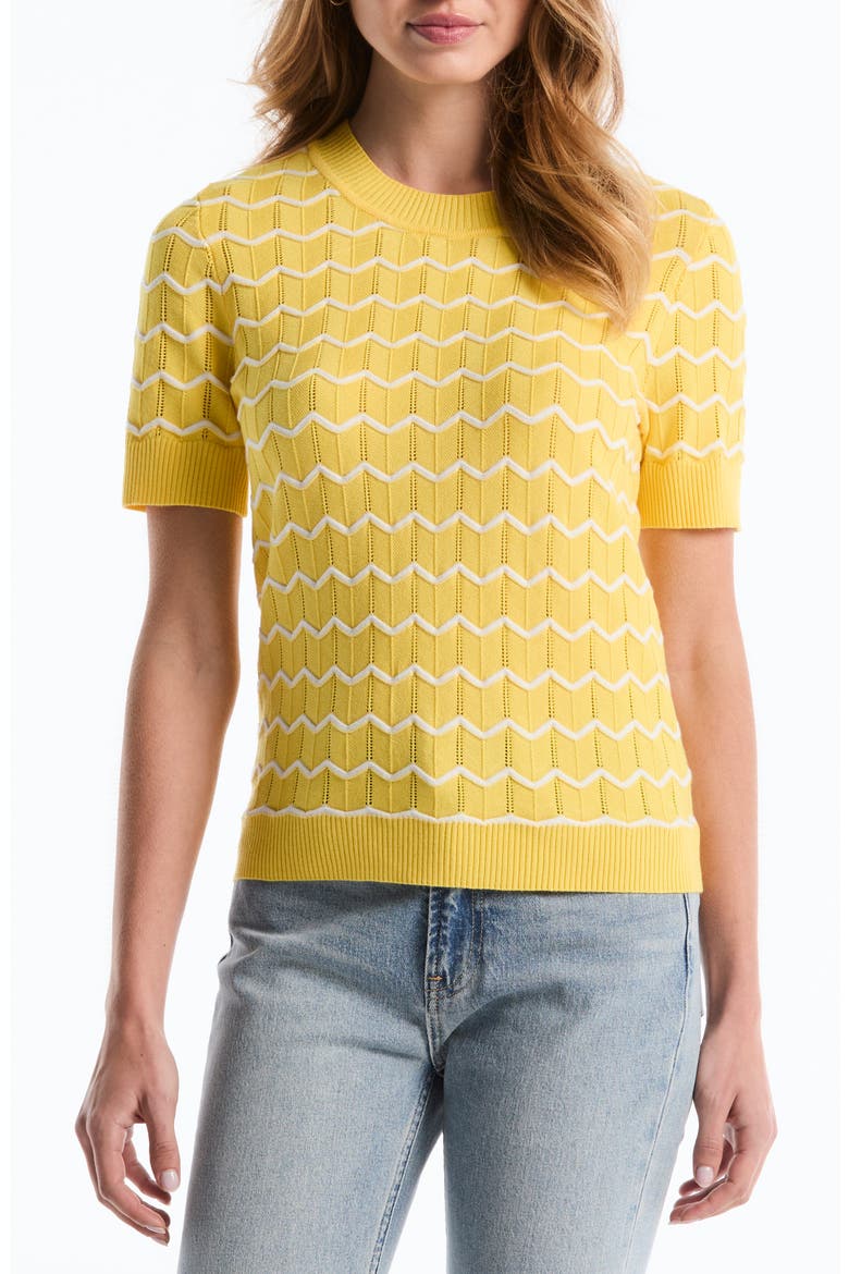 Chevron Short Sleeve Sweater, Main, color, ASPEN GOLD