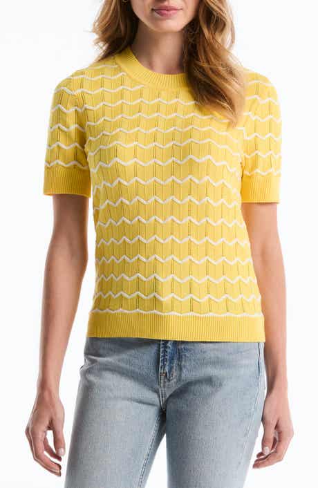 Laundry by Shelli Segal Chevron Short Sleeve Sweater