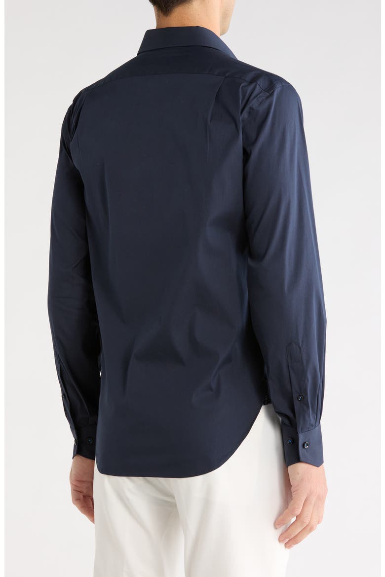 Trim Fit Solid Stretch Dress Shirt, Alternate, color, MIDNIGHT