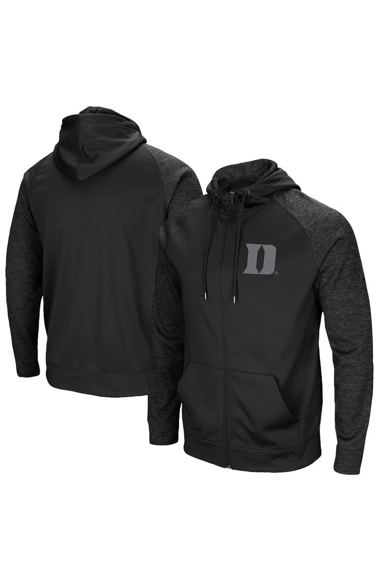 COLOSSEUM Men's Colosseum Black Duke Blue Devils Blackout 3.0 Tonal Raglan Full-Zip Hoodie, Main, color, 