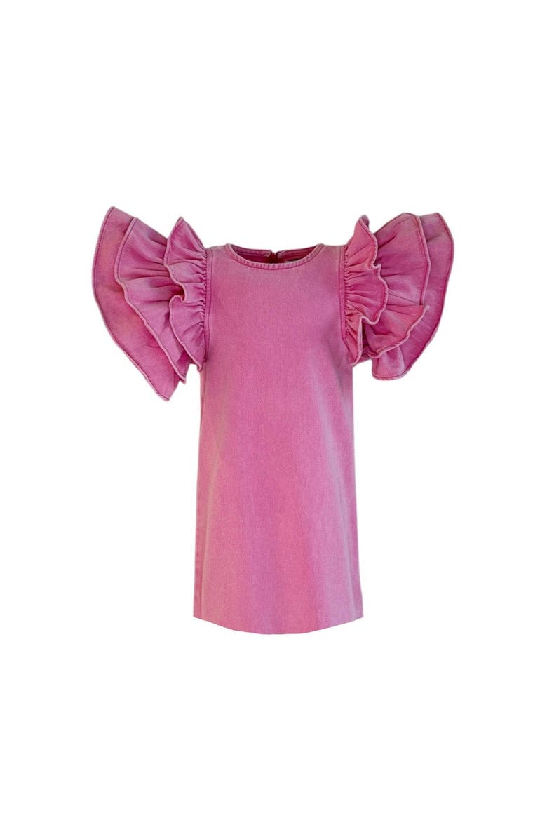 Lola + The Boys Princess Ruffle Denim Dress, Alternate, color, Medium Pink