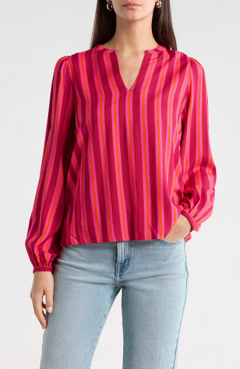 SUGARLIPS Clarisa Stripe Maxina Top, Main, color, Fuchsia-Orange