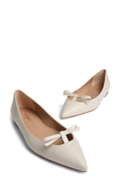 Lk Bennett Lynne Mini Bow Pointed Toe Flat In Ecru