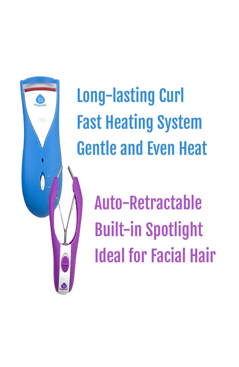 PURSONIC Beauty Essentials Bundle Heated Eyelash Curler and Automatic Retractable Slant Tweezers, Alternate, color, 