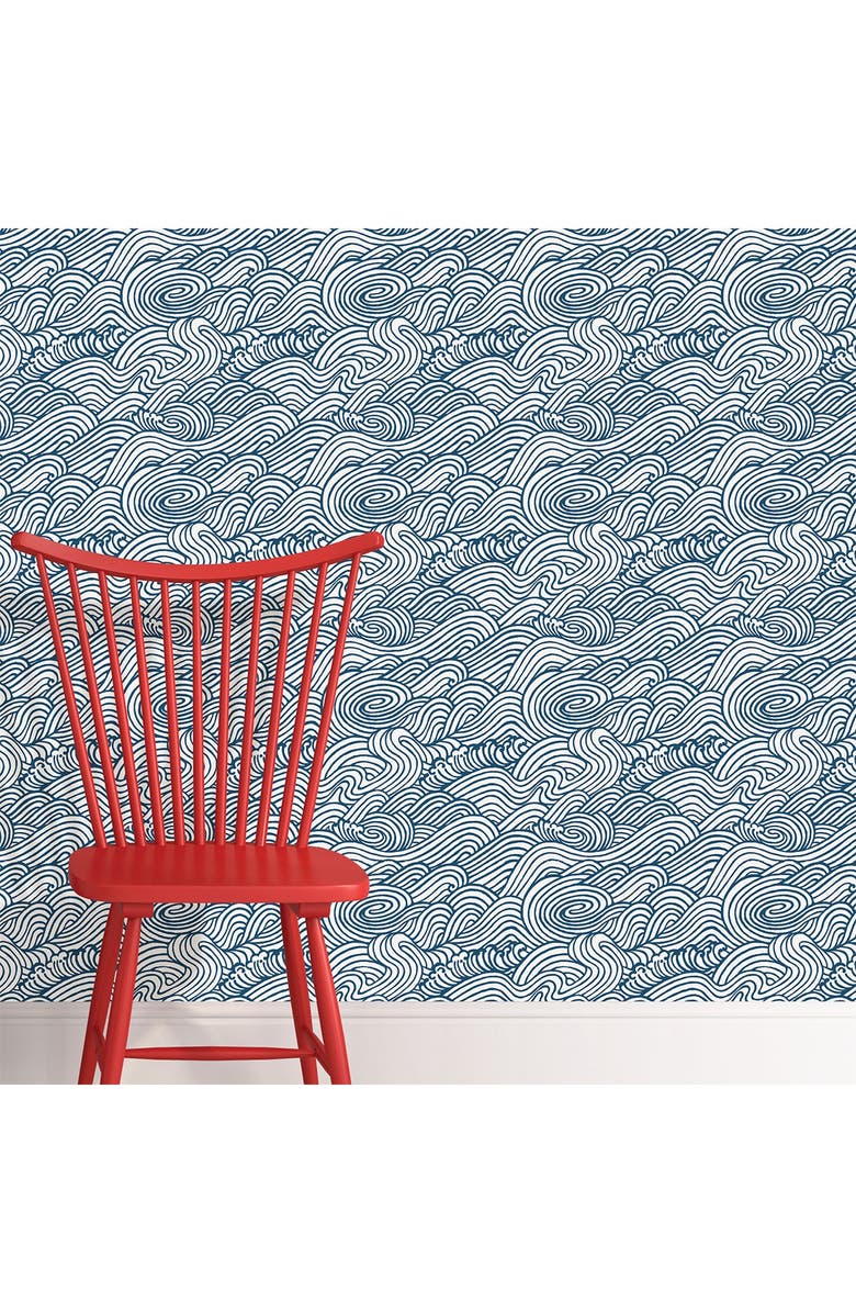 Wallpops Navy Saybrook Peel & Stick Wallpaper, Alternate, color, 
