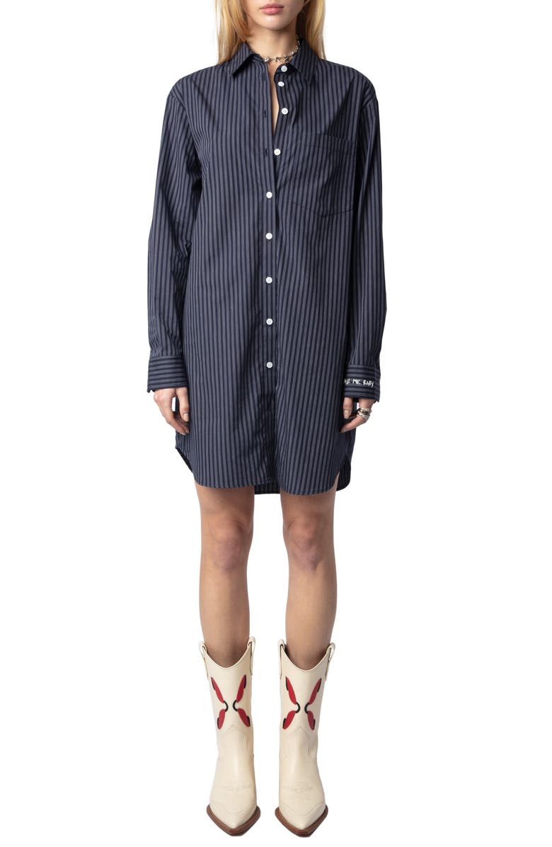 Zadig & Voltaire Rorning Pop Stripe Shirtdress, Main, color,