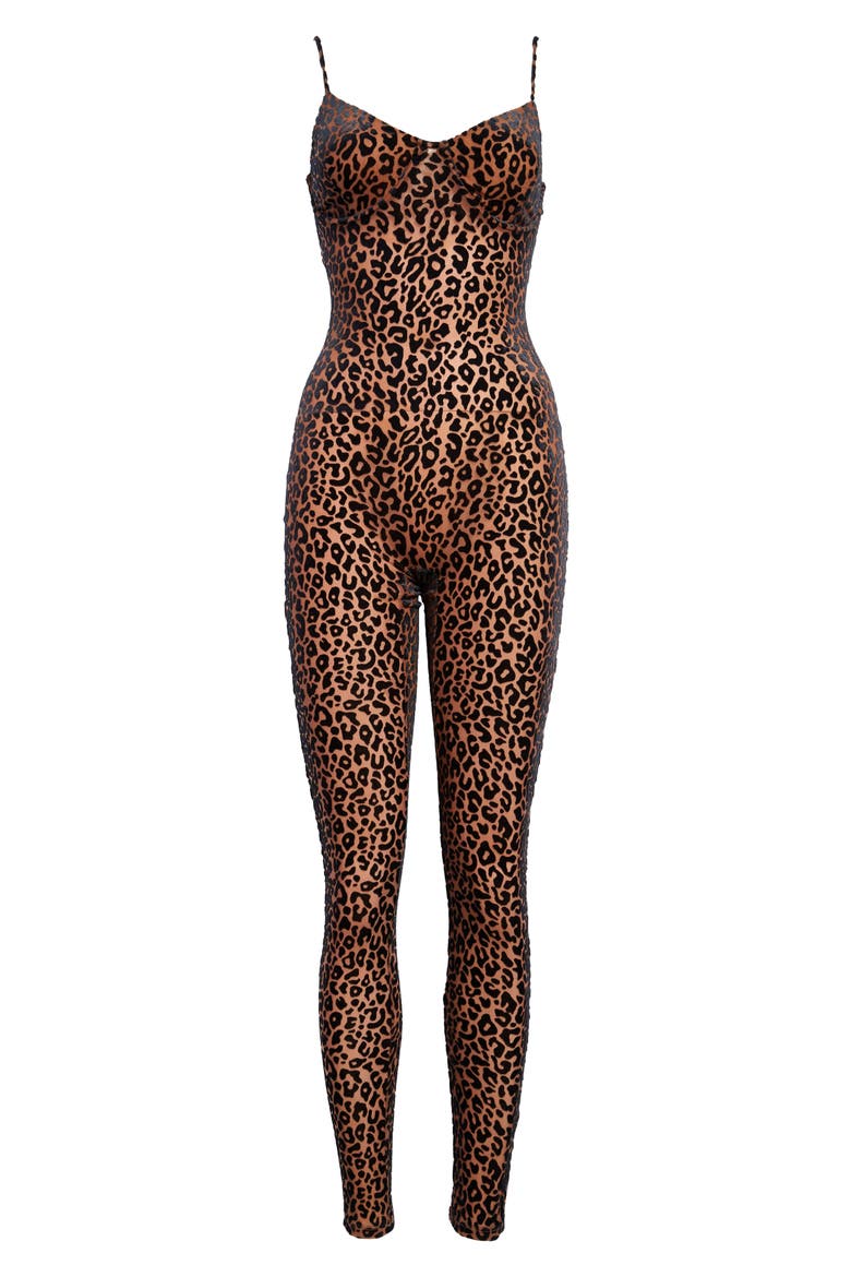 Sleeveless Bustier Jumpsuit, Alternate, color, LEOPARD CAMEL