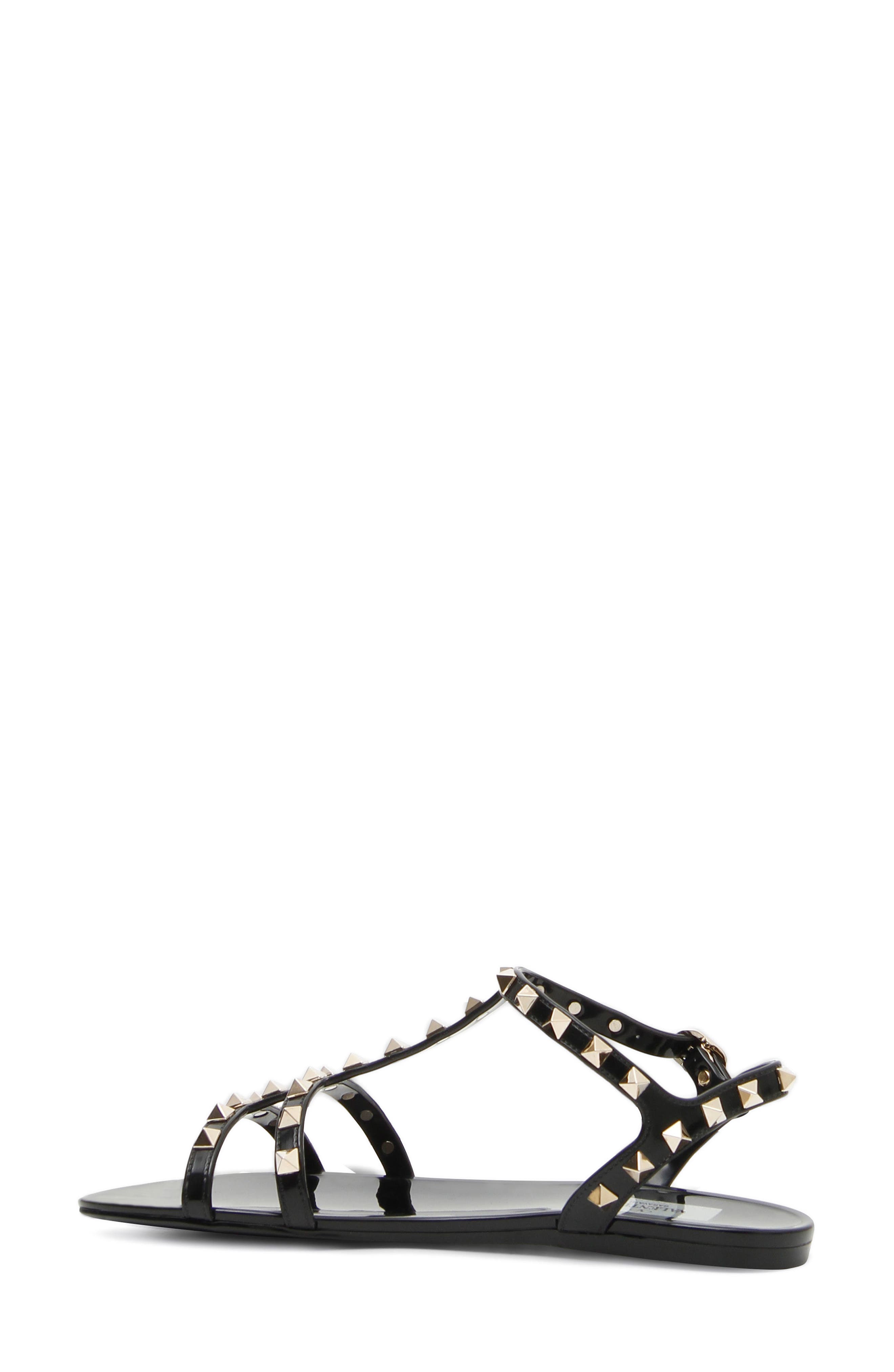 Rockstud T-Strap Sandal, Alternate, color, BLACK