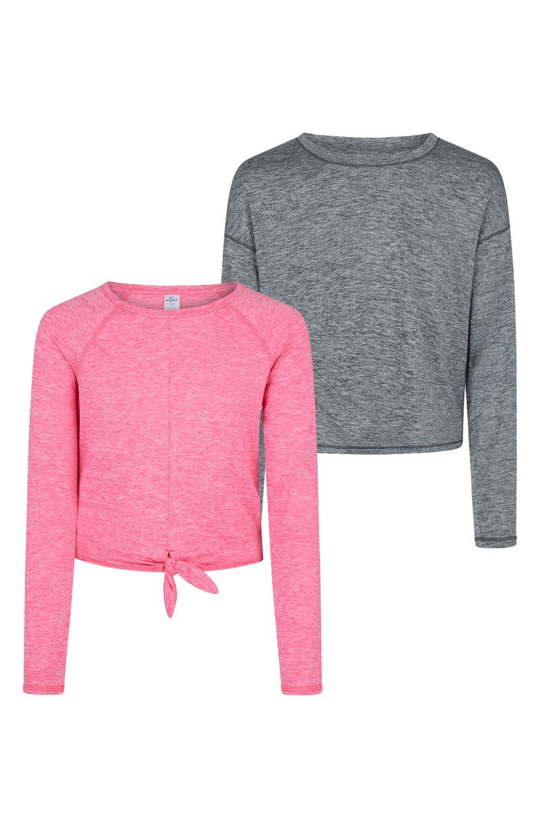 90 DEGREE BY REFLEX Kids' Gianna Mesh 2-Pack Assorted Tops, Main, color, Raspberry Sorbet/Heather Black