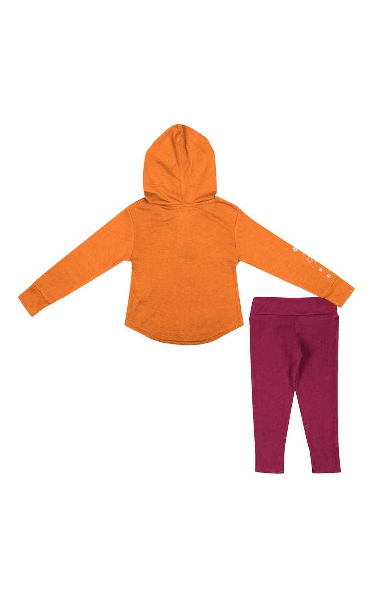 COLOSSEUM Girls Toddler Colosseum Orange/Maroon Virginia Tech Hokies Most Delightful Way Long Sleeve Hoodie T-Shirt & Leggings Set, Alternate, color,