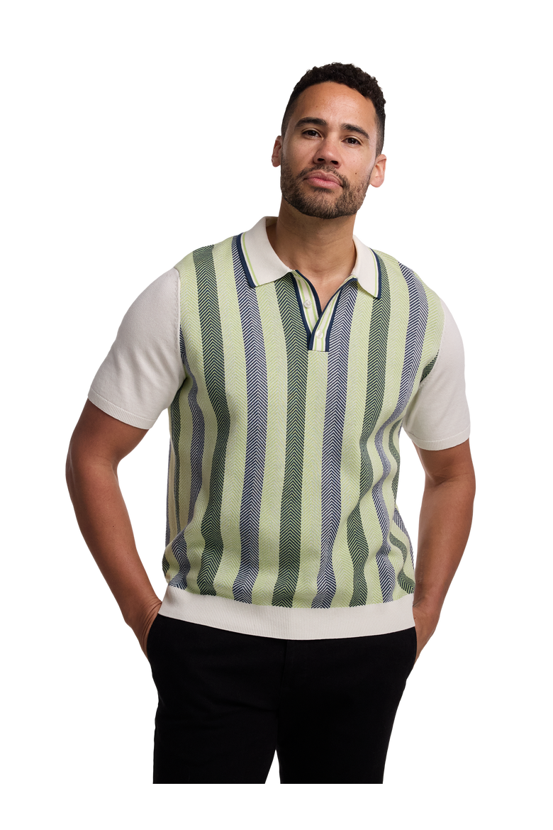 Cotton Three Button Polo, Alternate, color, Green Multi