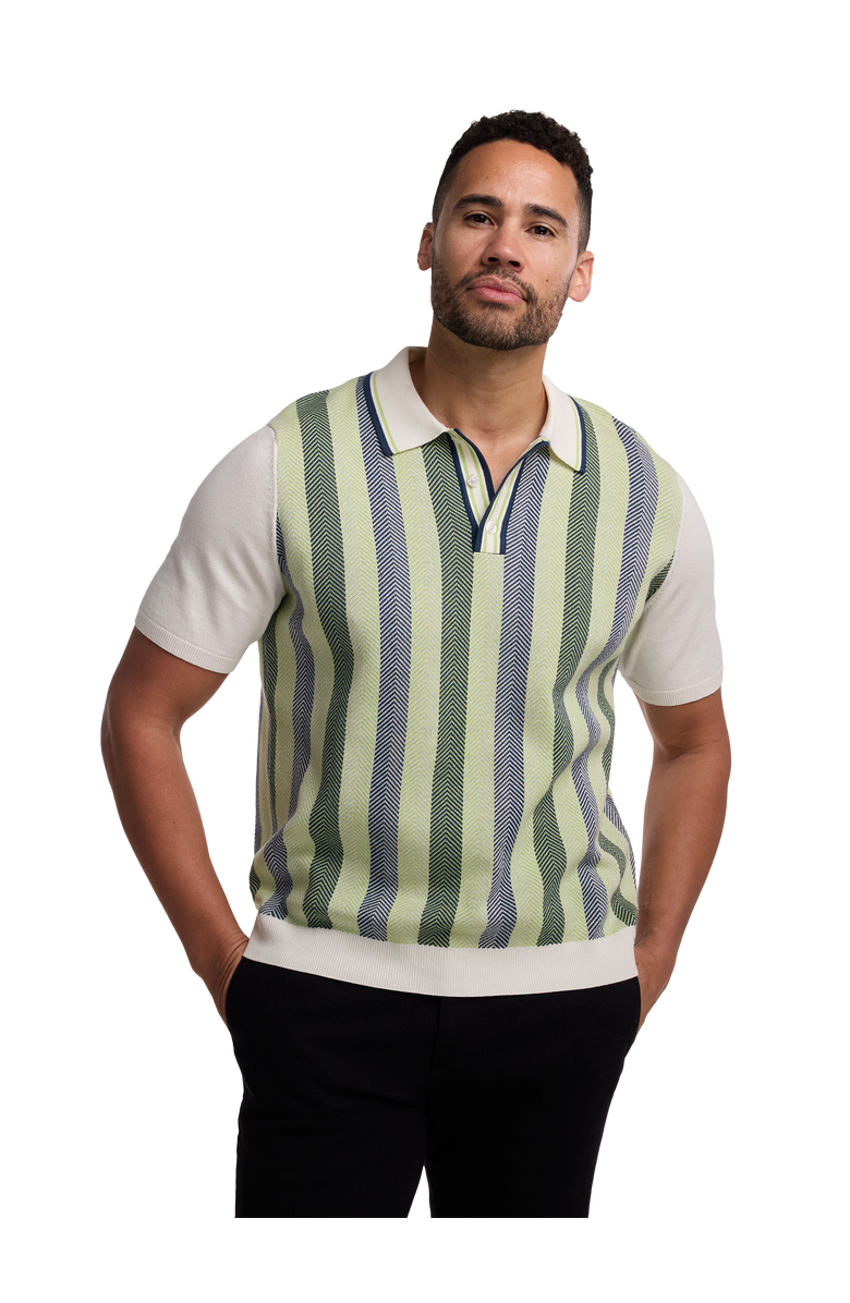Paul Fredrick Cotton Three Button Polo, Alternate, color, Green Multi