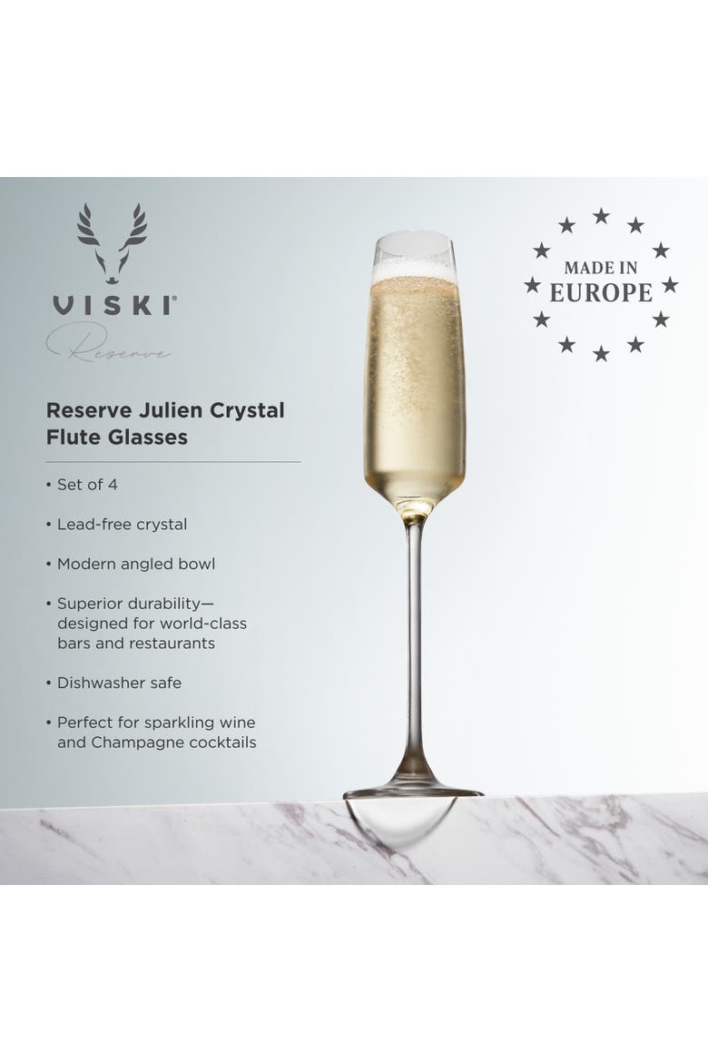 Reserve Julien Crystal Champagne Flutes Set of 4, Alternate, color, Clear