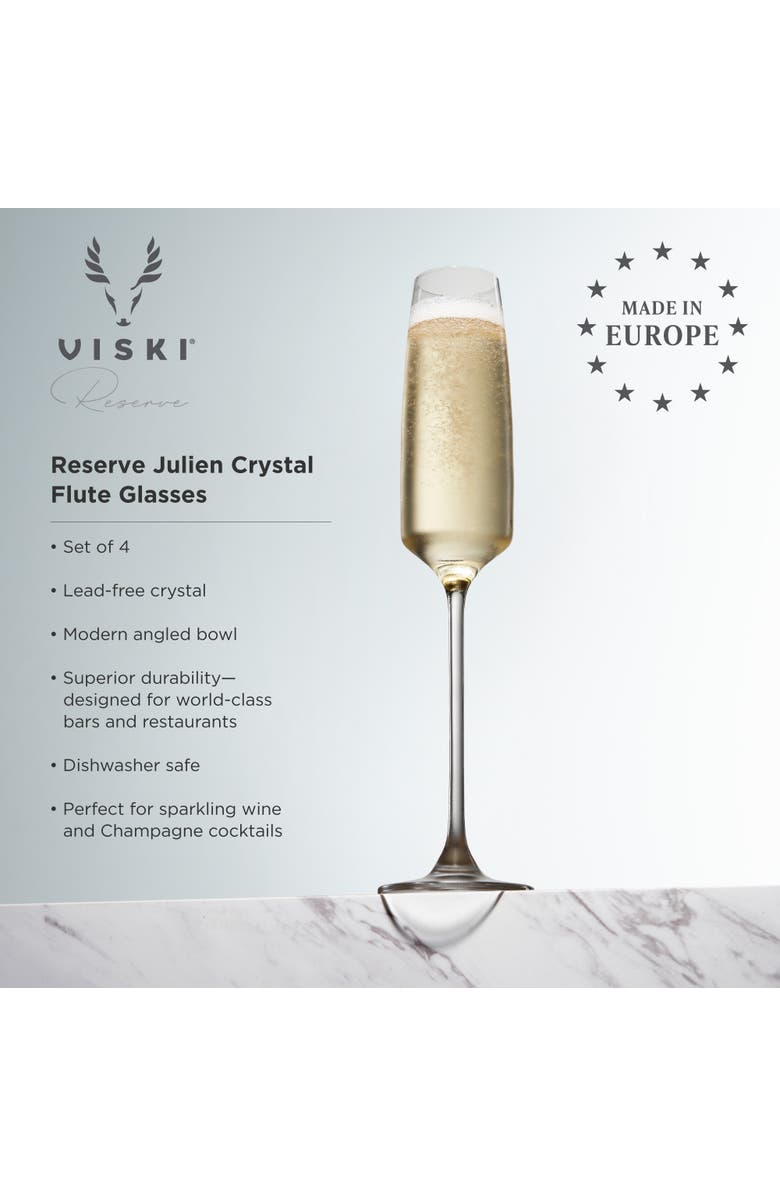 Viski Reserve Julien Crystal Champagne Flutes Set of 4, Alternate, color, Clear