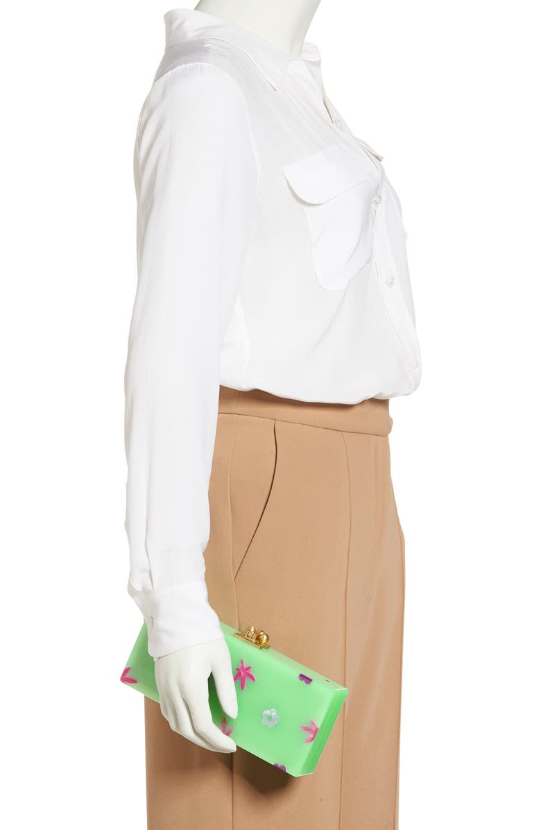 Edie Parker Floral Slim Acrylic Box Clutch, Alternate, color,