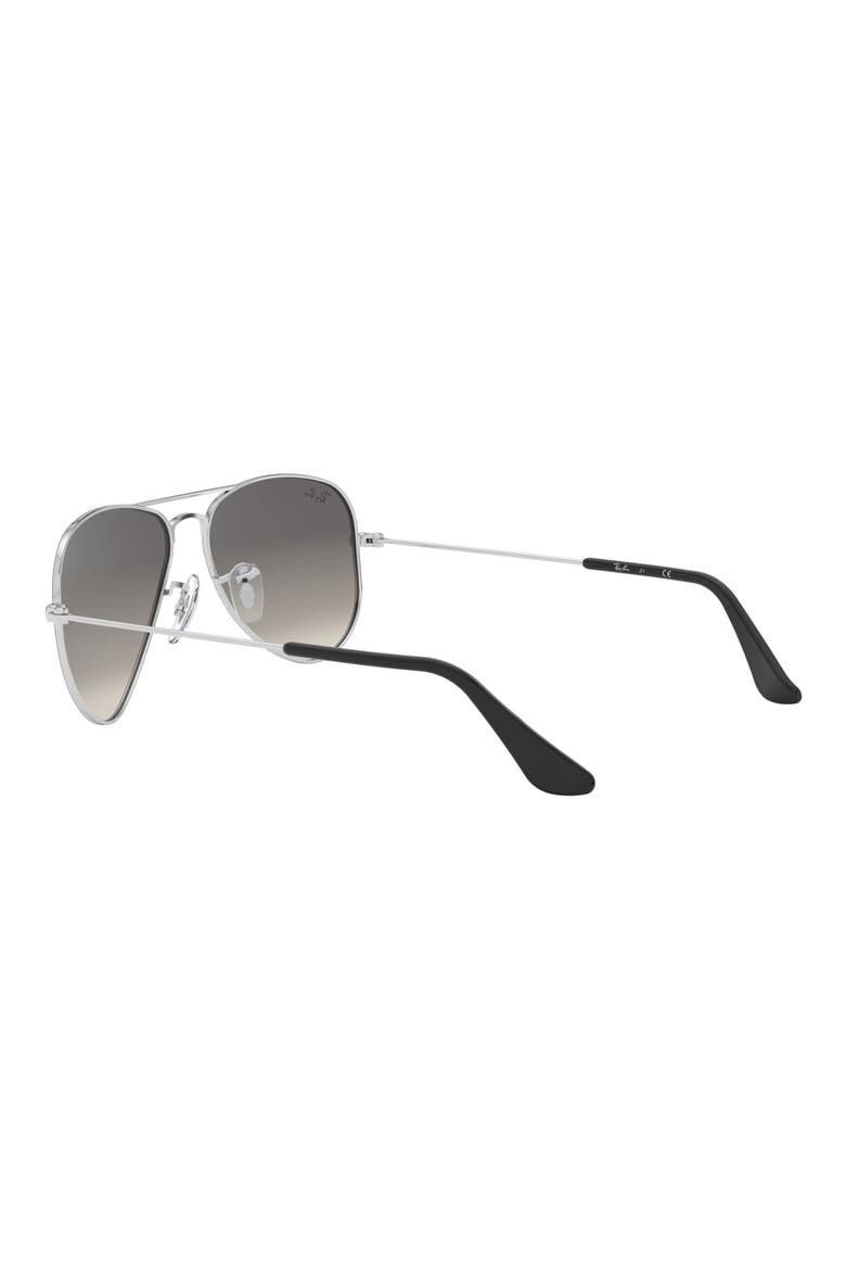 Junior 50mm Aviator Sunglasses, Alternate, color, SILVER/ BLACK/ GREY GRADIENT